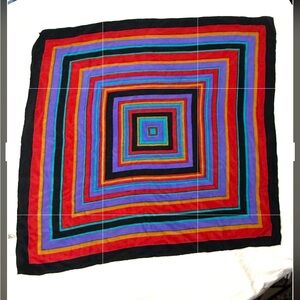 Baar & Beard Silk Scarf Rainbow Geometric Square Statement Vintage Style